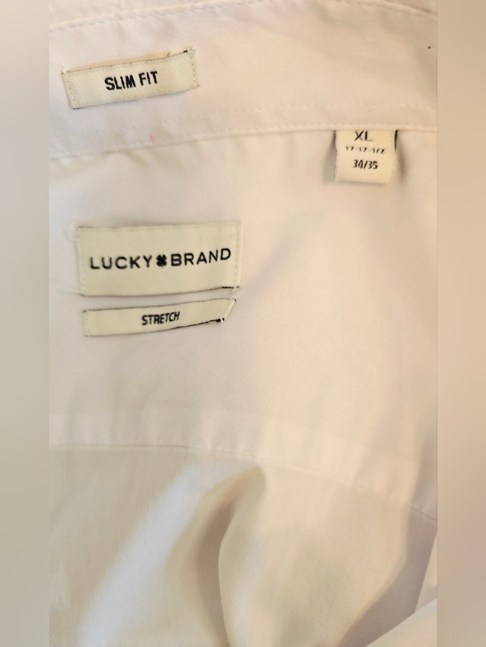 Lucky Brand White Slim Fit Stretch Button Down Shirt Business Casual Classic - Picture 8 of 9